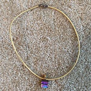 Art glass pendant on about 8 in golden cord